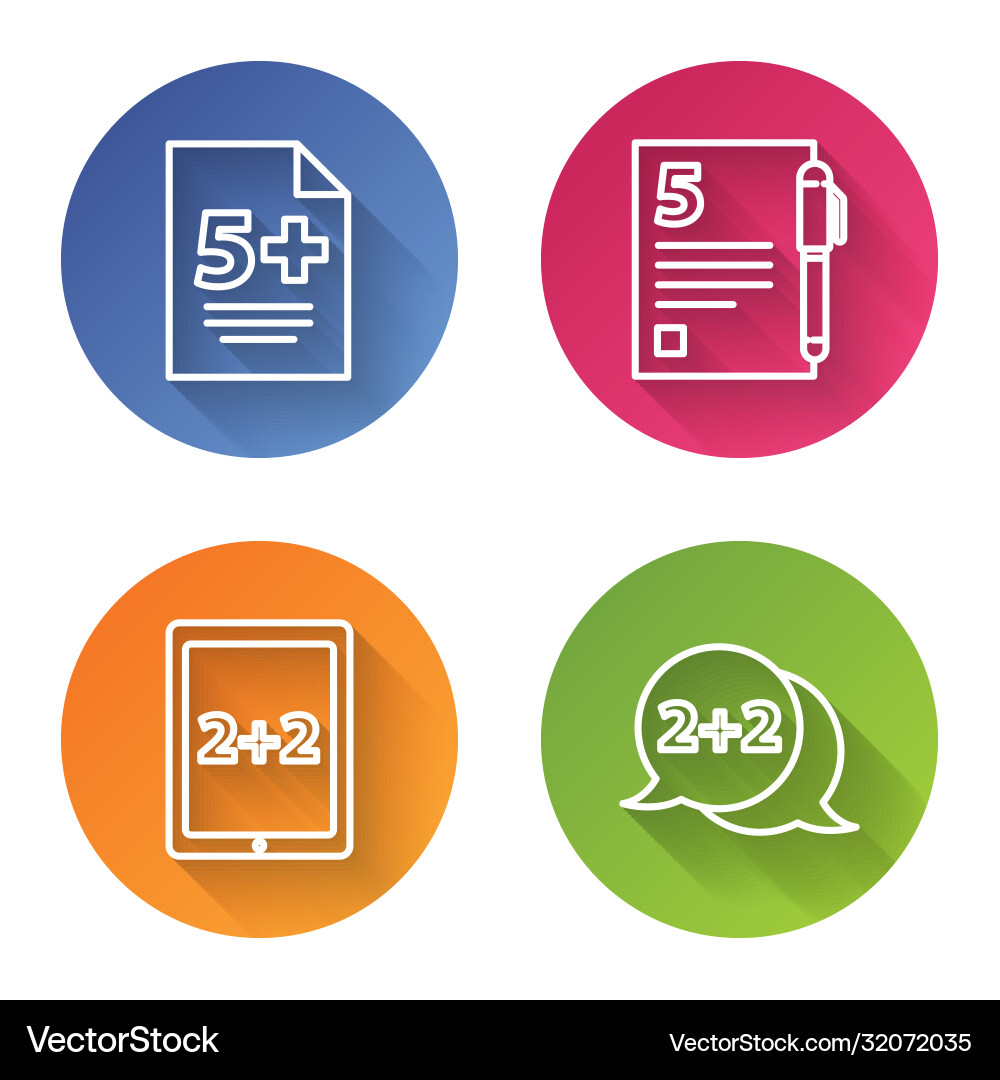 Set line calculator open book calculation Set line calculator open book calculation vector image