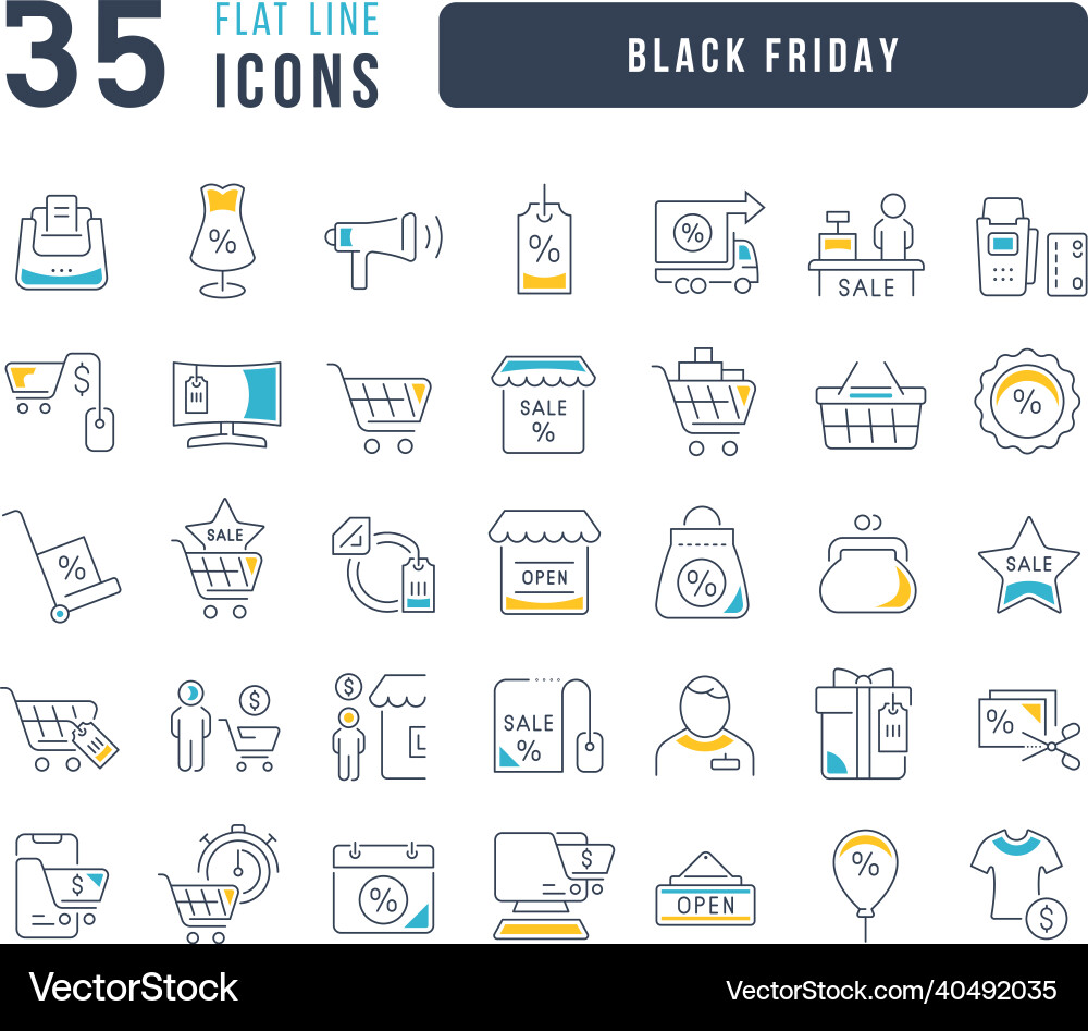 Set of linear icons black friday Set of linear icons black friday vector image