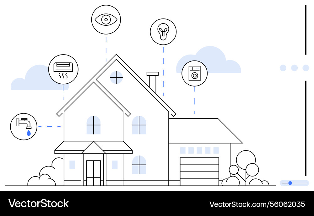 Smart home technology integrating functions Smart home technology integrating functions vector image