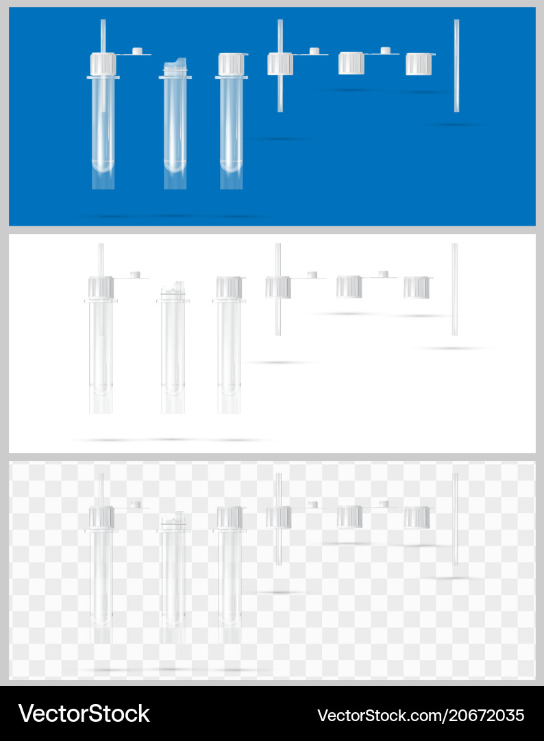 Sterile containers for analysis open and closed Sterile containers for analysis open and closed vector image