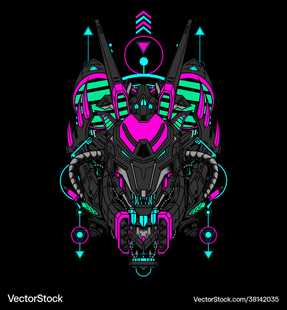 Tiger head with cyberpunk color scheme can use Tiger head with cyberpunk color scheme can use Vector Image