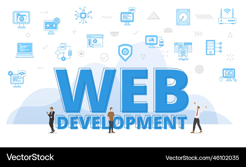 Web development website concept with big words Vector Image