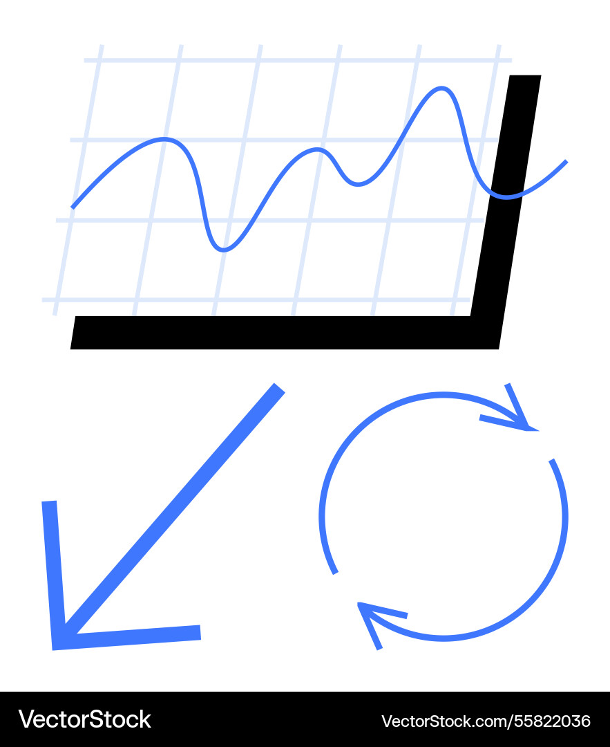 Analytical graph with upward trend and flow cycle Analytical graph with upward trend and flow cycle Vector Image