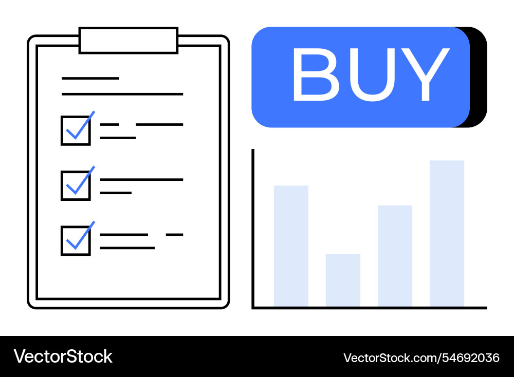 Checklist with checkmarks and buy button next Checklist with checkmarks and buy button next vector image