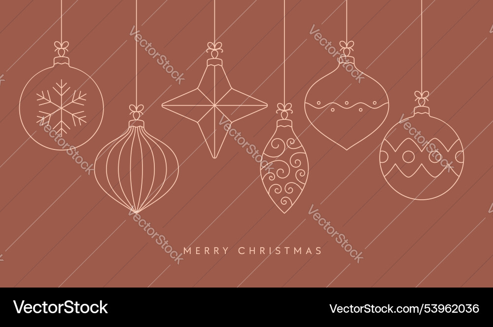 Christmas balls boho trendy card simple outline Christmas balls boho trendy card simple outline vector image