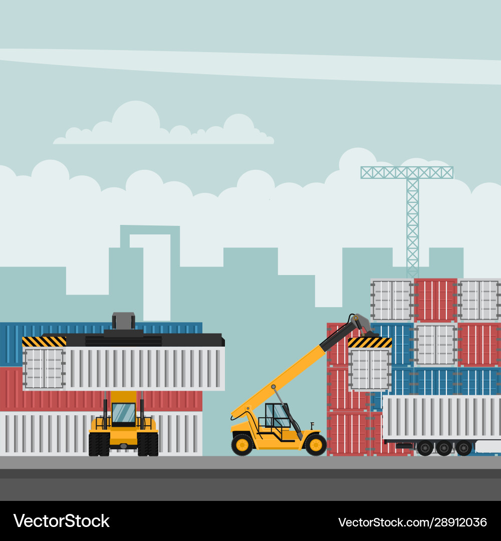 Container port terminal design for export Container port terminal design for export vector image