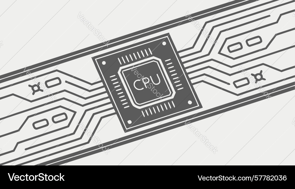 Cpu chip on circuit board core of digital vector image