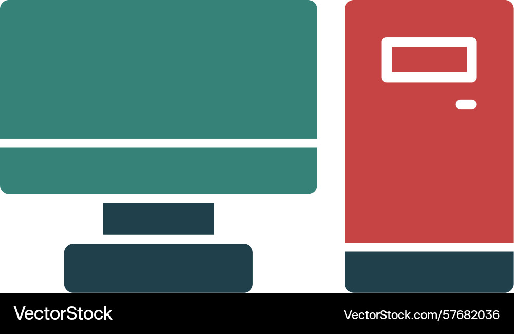 Desktop computer glyph multi color icon Vector Image