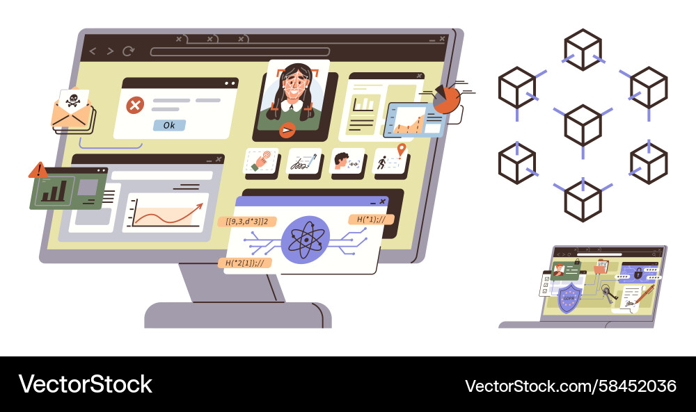 Digital Workspace & Blockchain Tools Vector Image