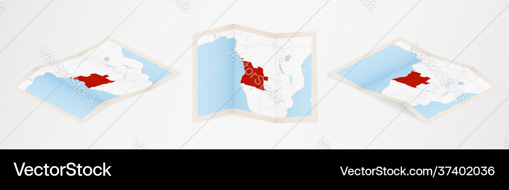 Folded map angola in three different versions Folded map angola in three different versions vector image
