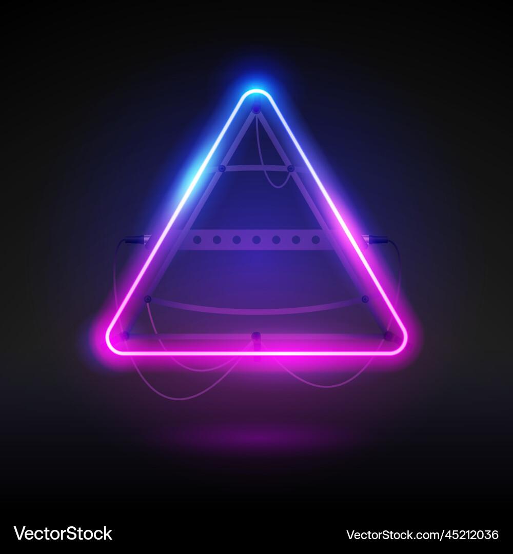 Glowing neon triangular frame Glowing neon triangular frame vector image