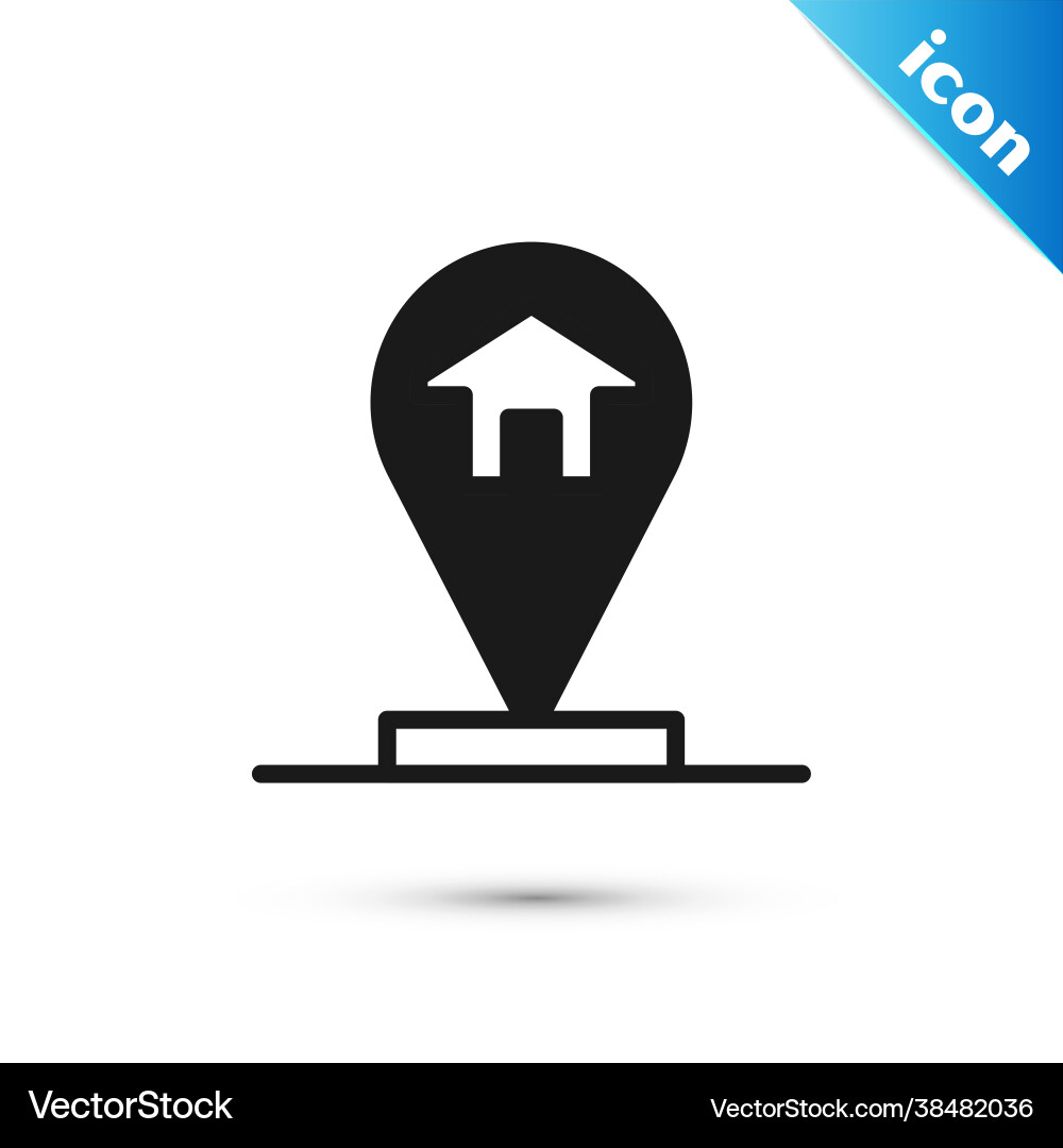 Grey map pointer with house icon isolated on white Grey map pointer with house icon isolated on white vector image