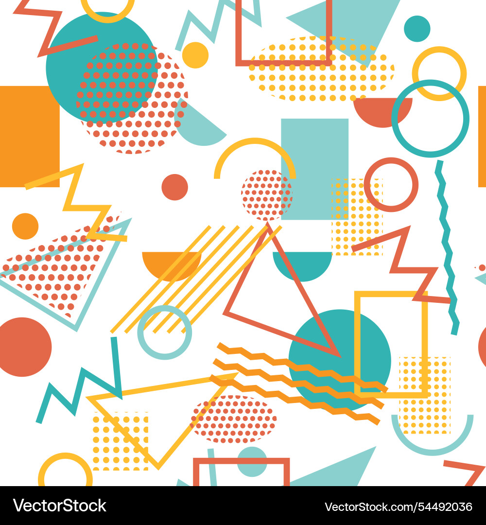 Memphis seamless pattern with simple geometric Memphis seamless pattern with simple geometric vector image