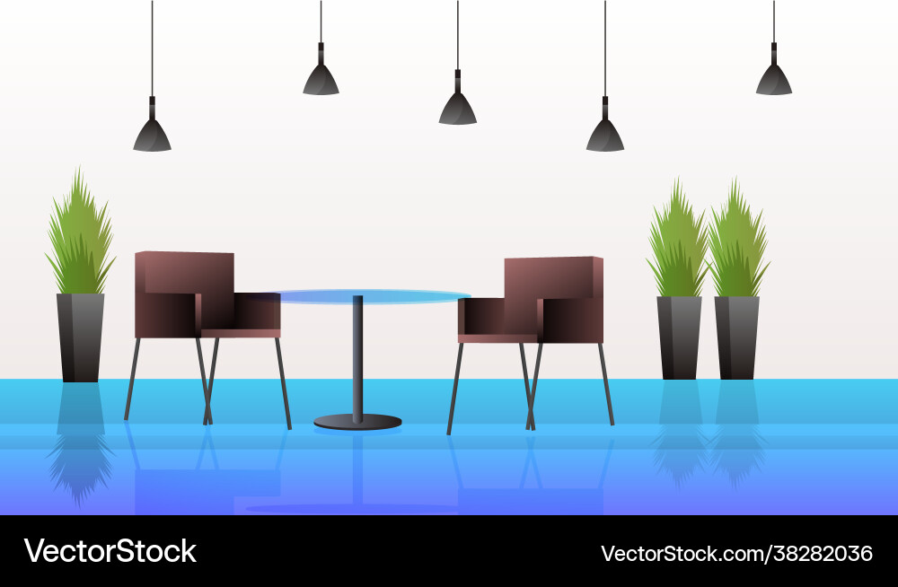 Modern cafe interior empty no people restaurant Modern cafe interior empty no people restaurant vector image