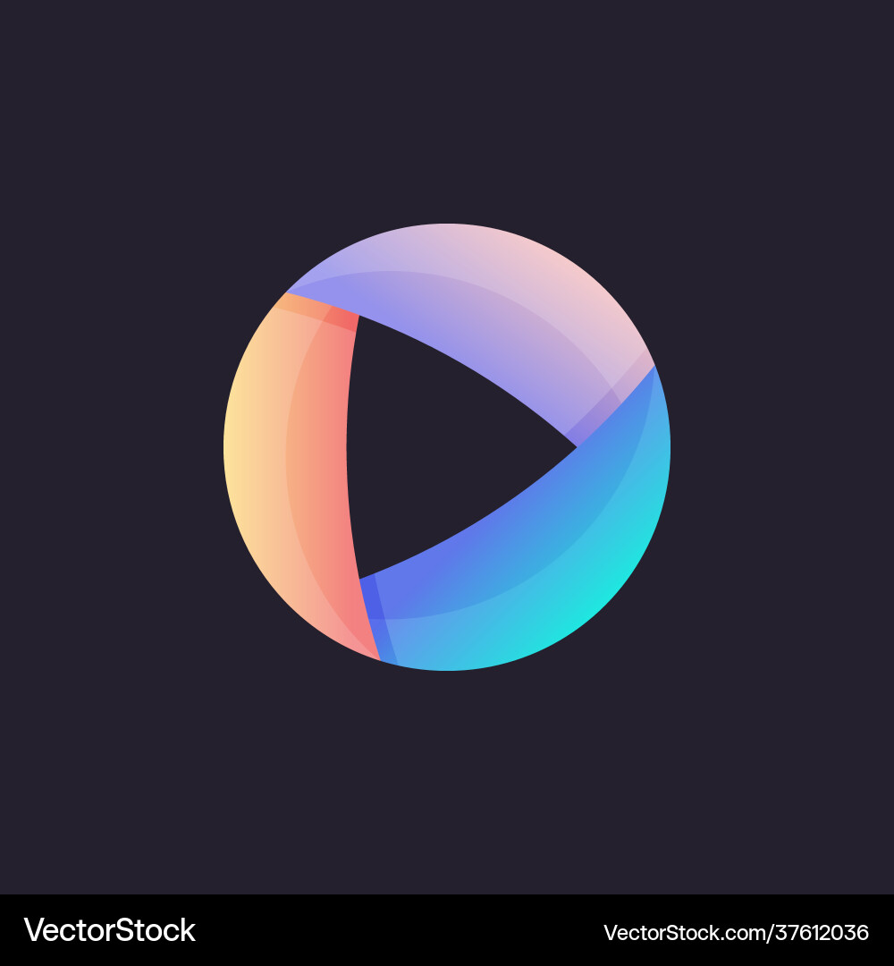 Play media button abstract arrow colorful gradient Play media button abstract arrow colorful gradient Vector Image