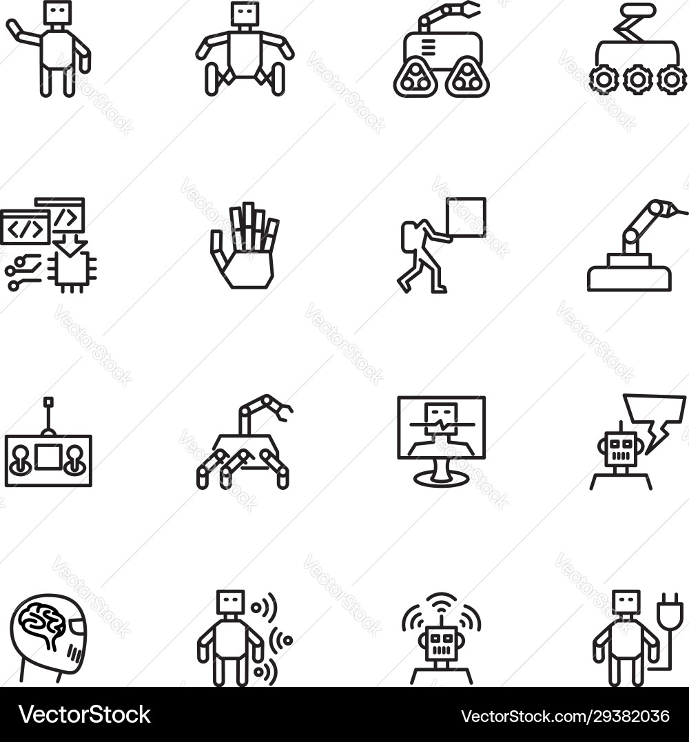 Robot artificial intelligence automation line Robot artificial intelligence automation line vector image