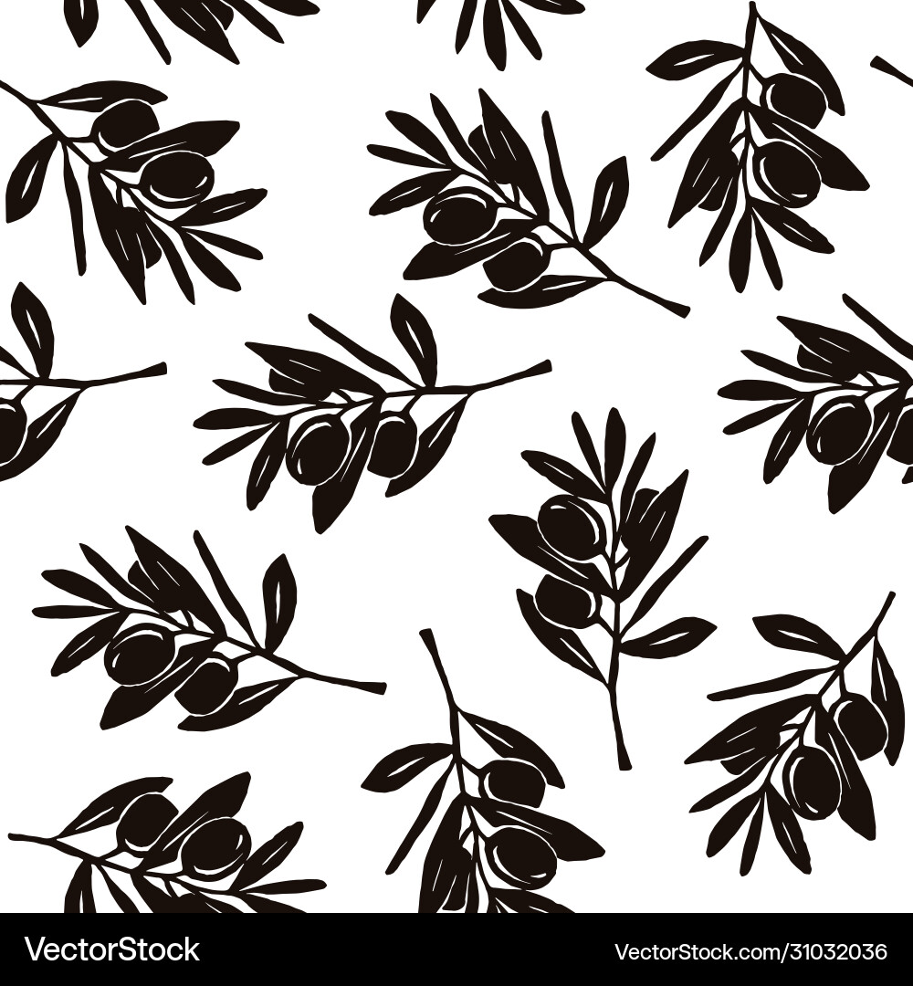 Seamless pattern with image olive branch Vector Image