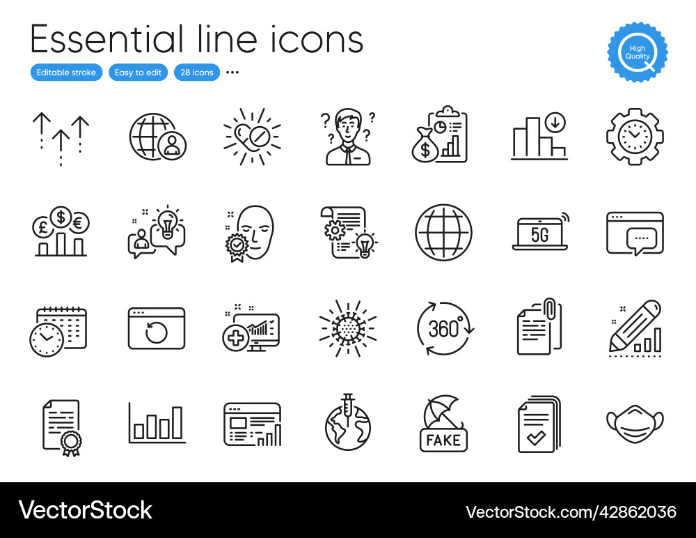 Seo message handout and idea line icons vector image