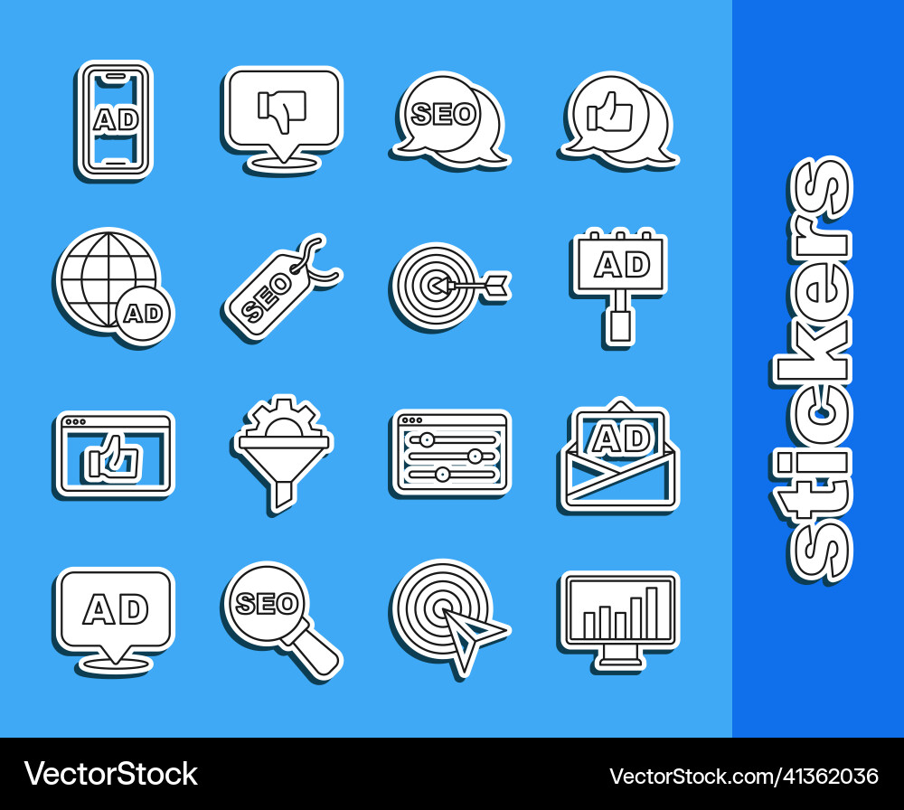 Set line monitor with graph chart advertising Set line monitor with graph chart advertising vector image