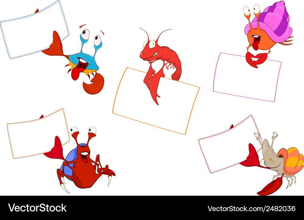 Set of crabs with the empty forms cartoon Vector Image