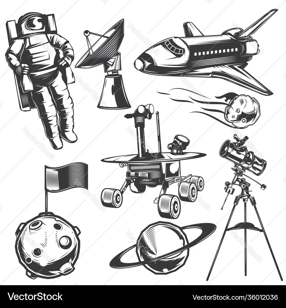 Set space elements for creating your own Set space elements for creating your own vector image
