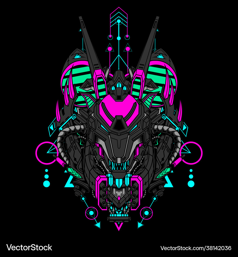 Tiger head with cyberpunk color scheme can use Tiger head with cyberpunk color scheme can use vector image