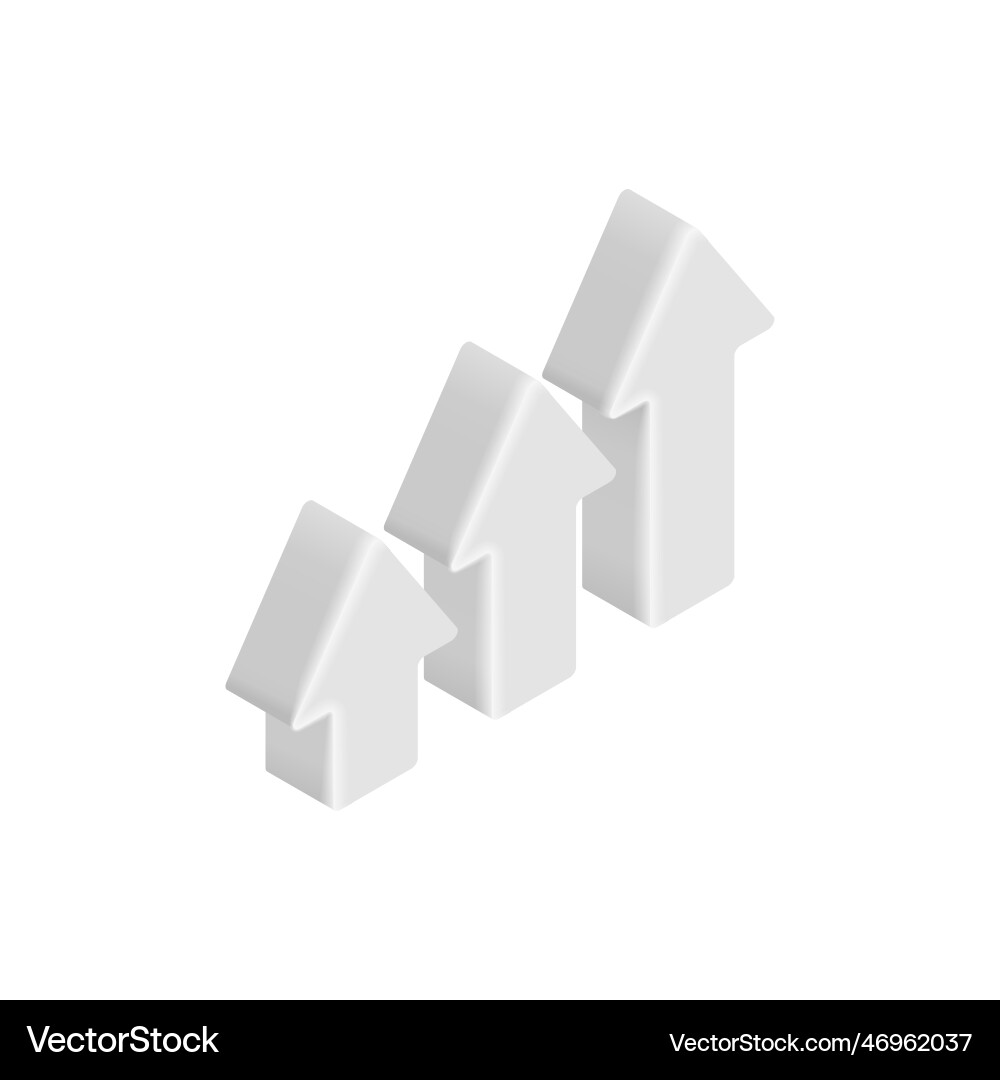 3d graph arrows icon isometric chart data vector image