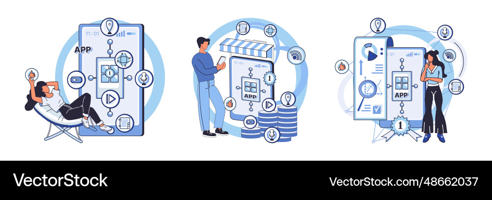 Application testing metaphor app test Vector Image
