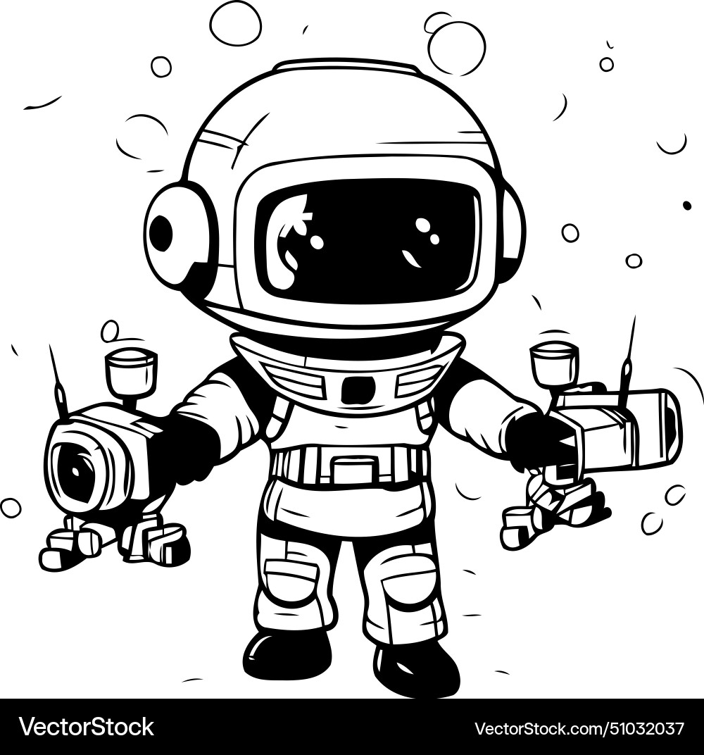 Astronaut in a spacesuit with camera Vector Image