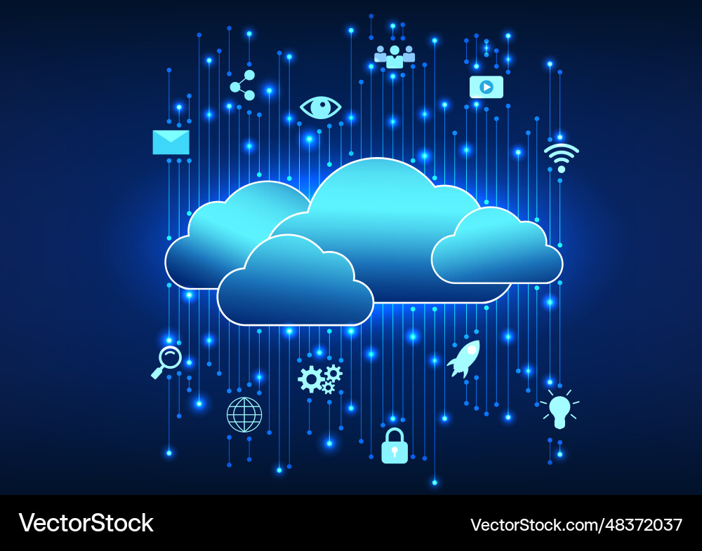 Cloud technology multi layered overlapping clouds Cloud technology multi layered overlapping clouds vector image