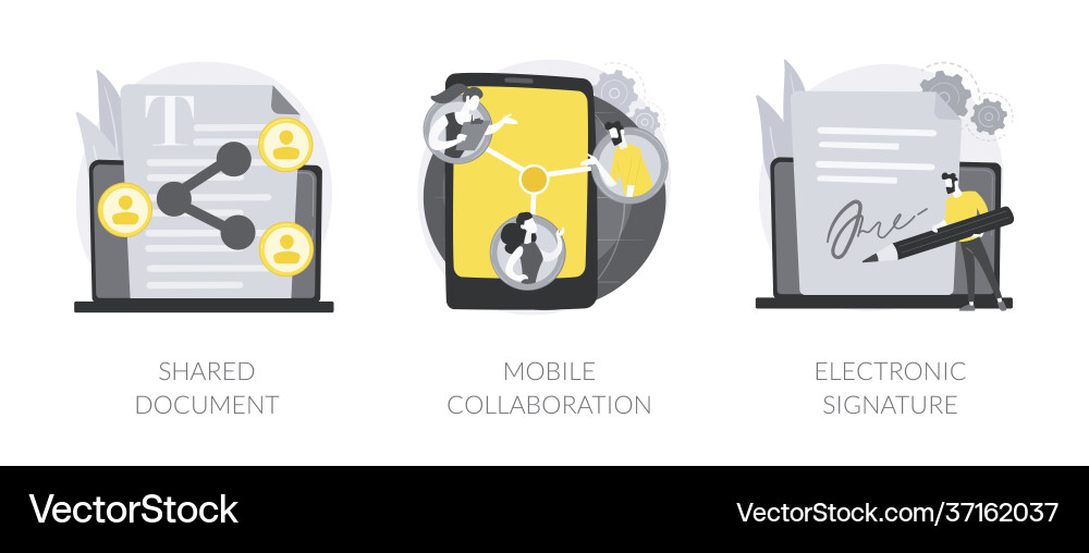 Collaborative Document Sharing Vector Image