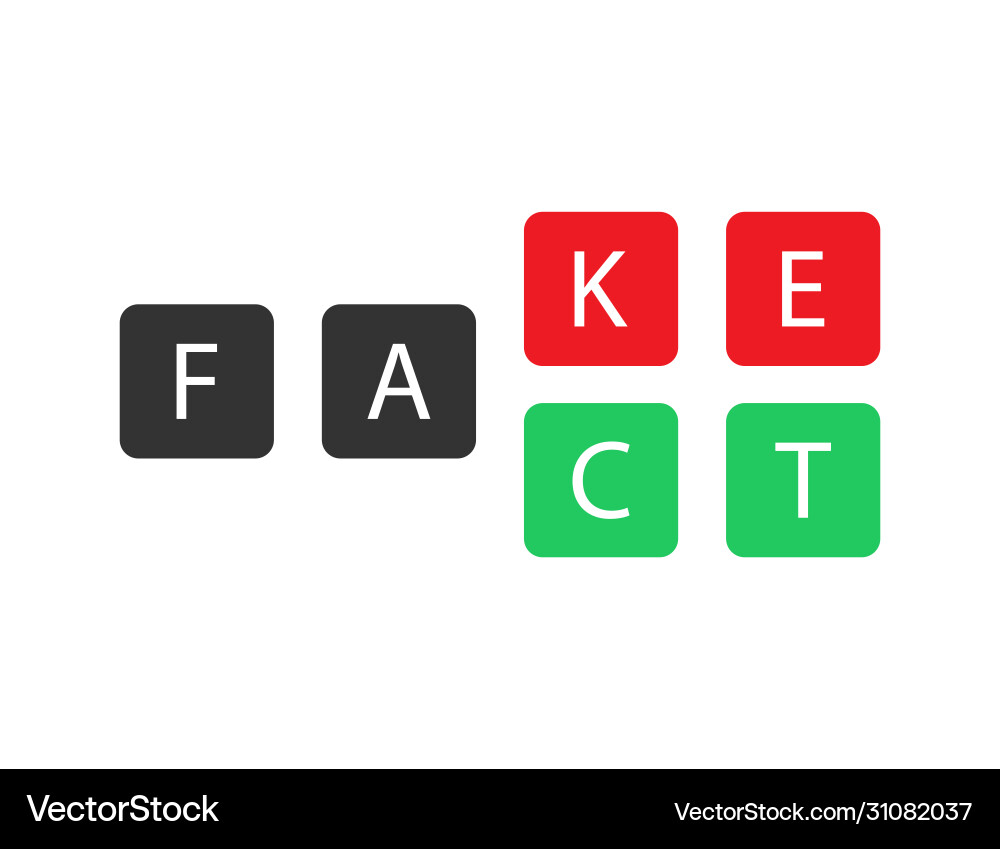 Fact or fake text in square objects true false vector image