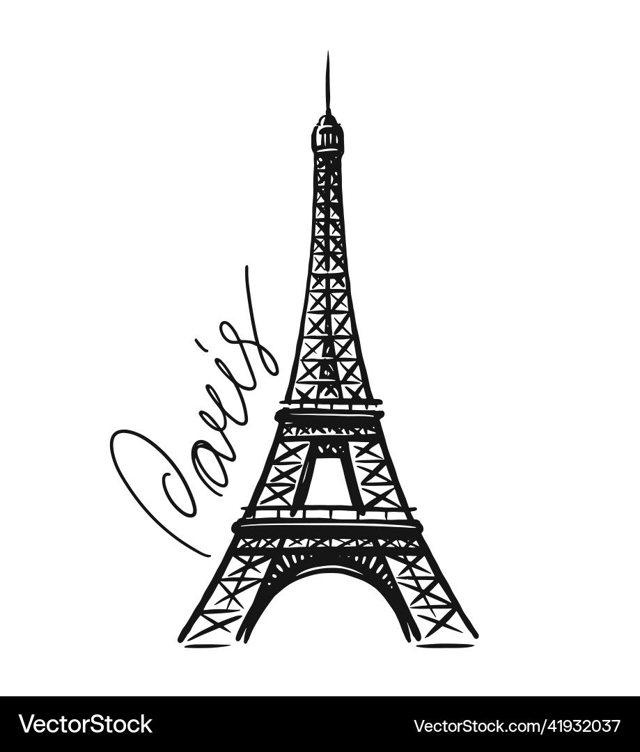 Französische Eiffel Turm Skizze Französische Eiffel Turm Skizze vektorbild
