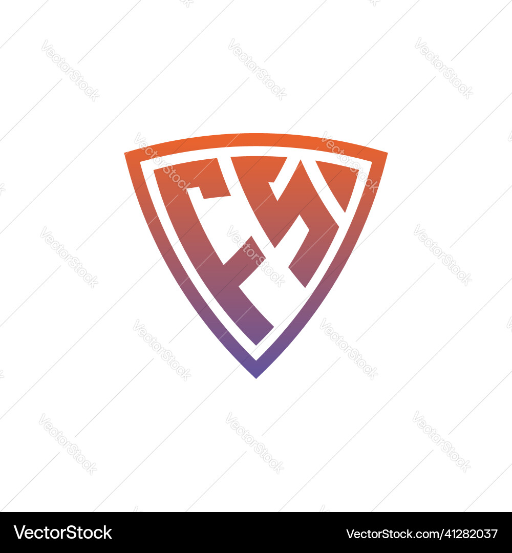 Fs logo shield monogram gradient style design Fs logo shield monogram gradient style design Vector Image