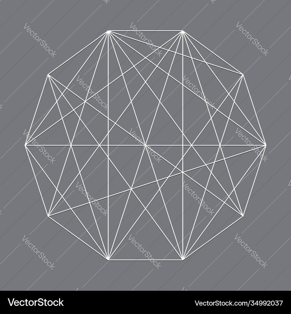 Geometric hexagon decagon polygon with diagonal Geometric hexagon decagon polygon with diagonal vector image