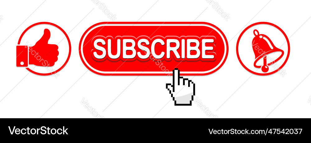 Hand cursor on subscribe button Hand cursor on subscribe button Vector Image