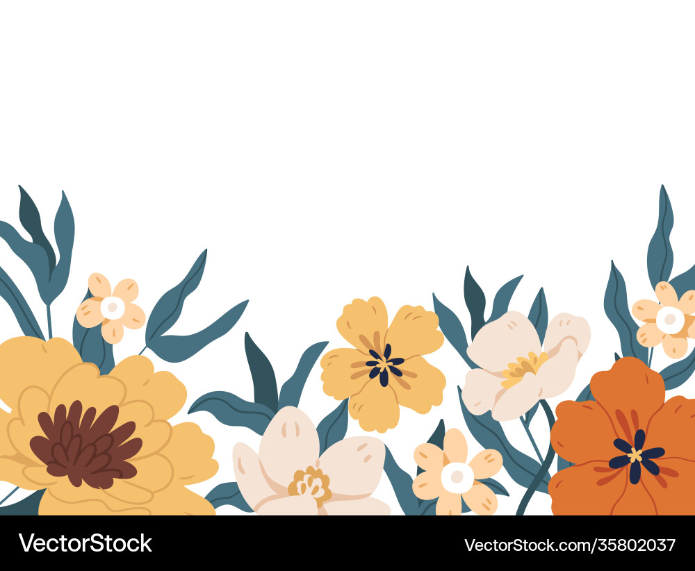 Horizontal botanical backdrop with border Horizontal botanical backdrop with border vector image