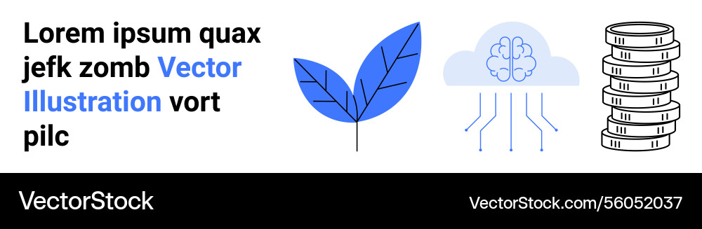 Leaf braincloud and coin stack representing Leaf braincloud and coin stack representing Vector Image