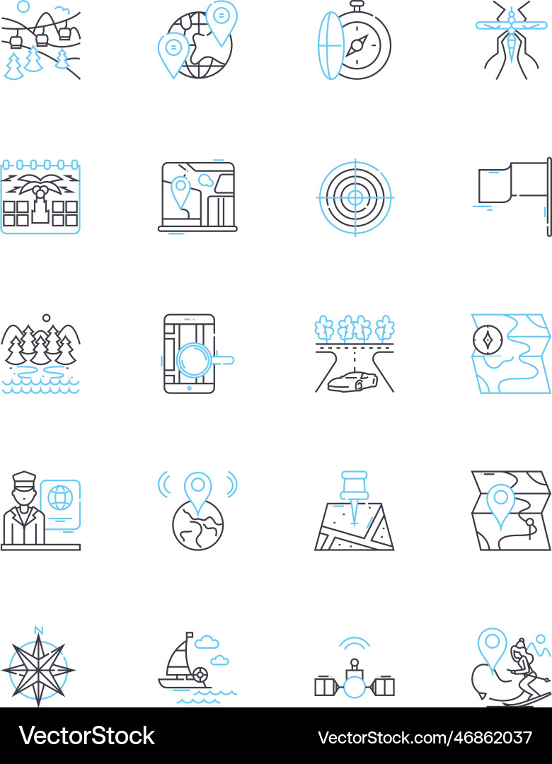 Map-based navigation linear icons set gps Vector Image