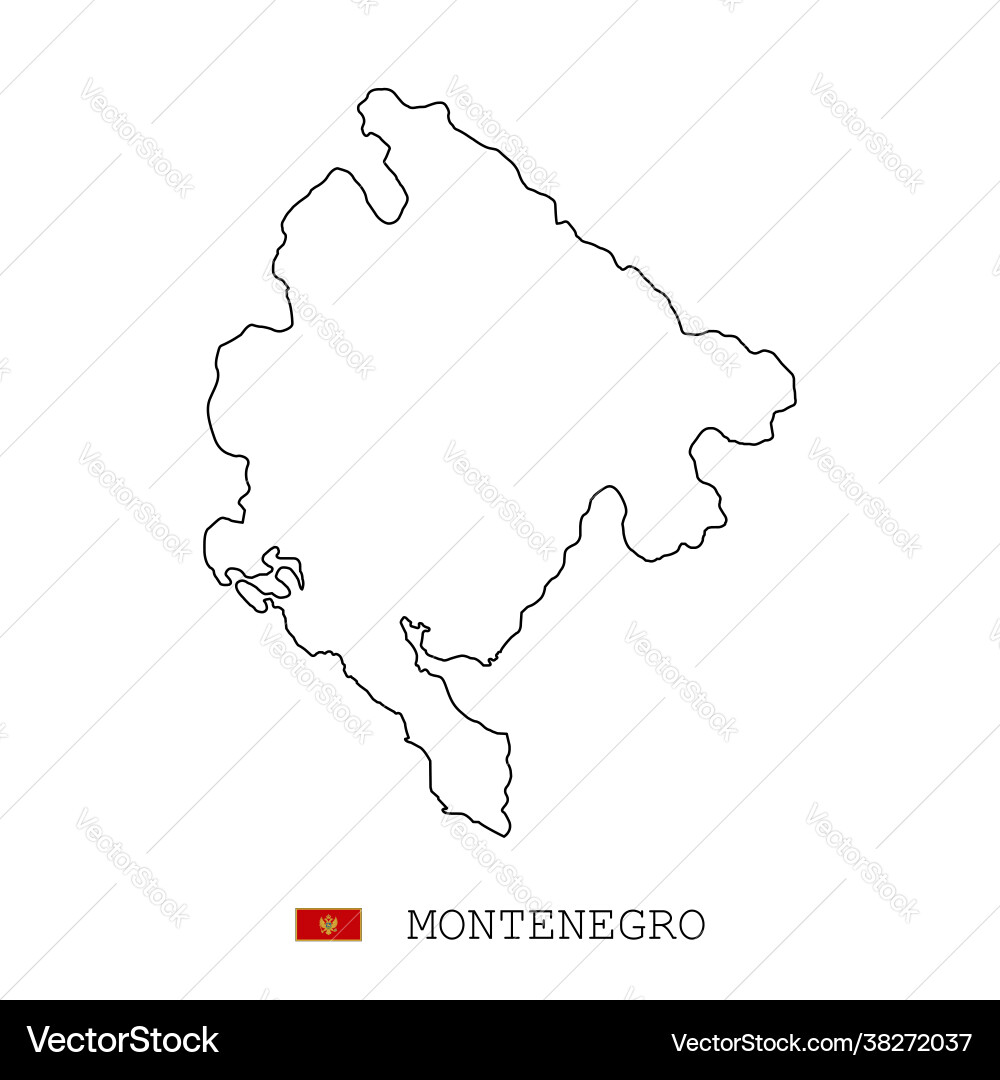 Montenegro map line linear thin simple Montenegro map line linear thin simple vector image