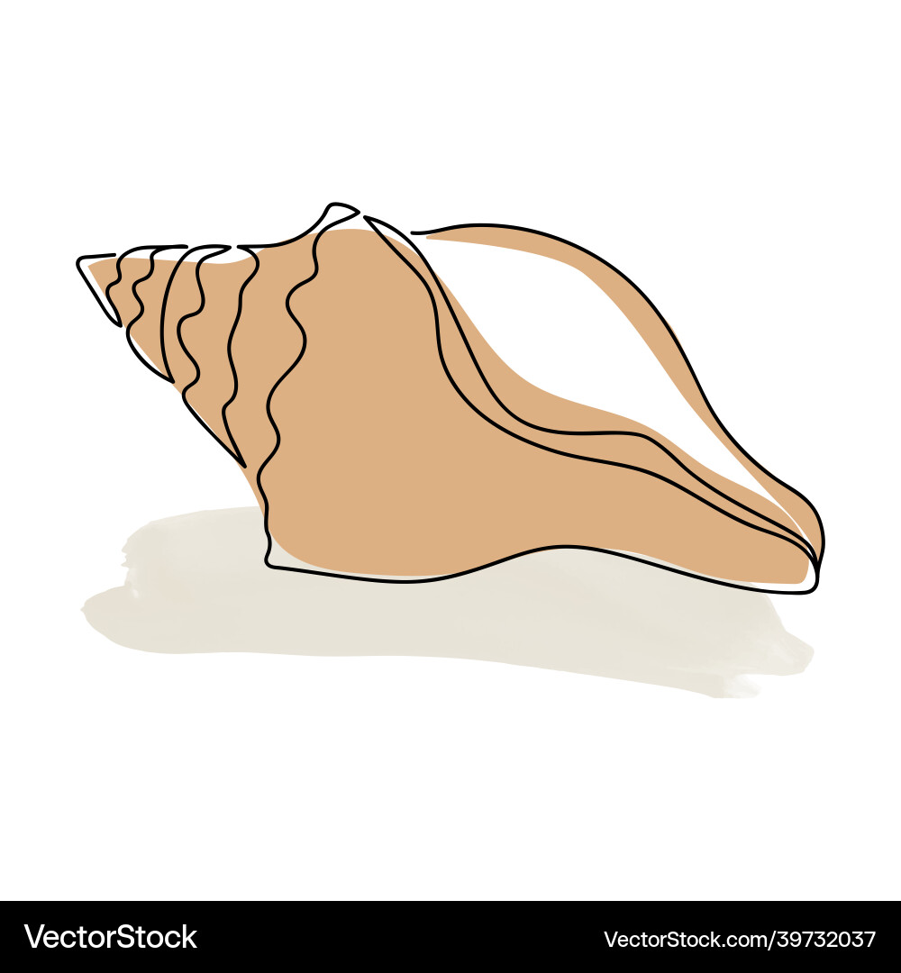 One line drawing seashell continuous art One line drawing seashell continuous art Vector Image