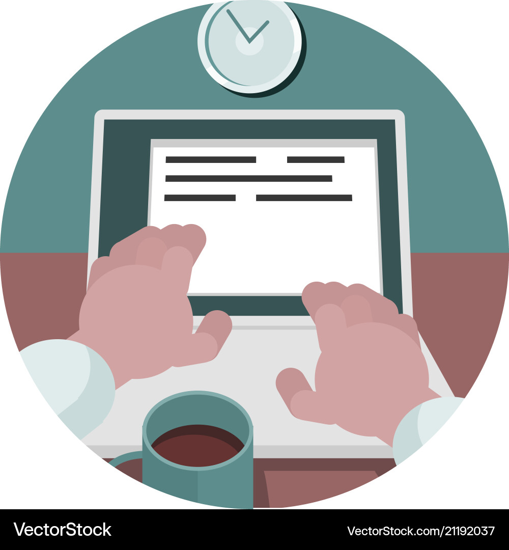 Programmer coding on laptop computer work desk Programmer coding on laptop computer work desk Vector Image