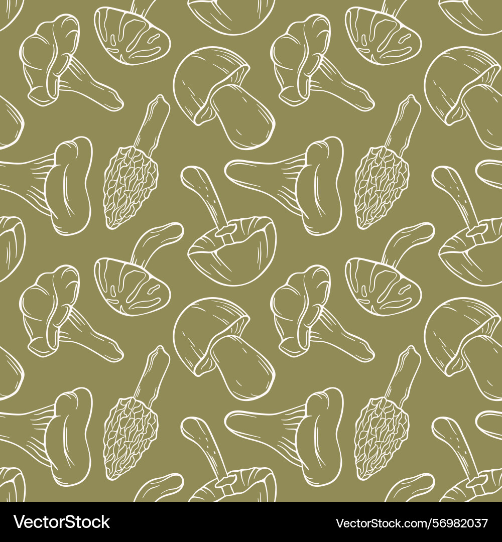 Seamless pattern of line art style mushroom Seamless pattern of line art style mushroom Vector Image