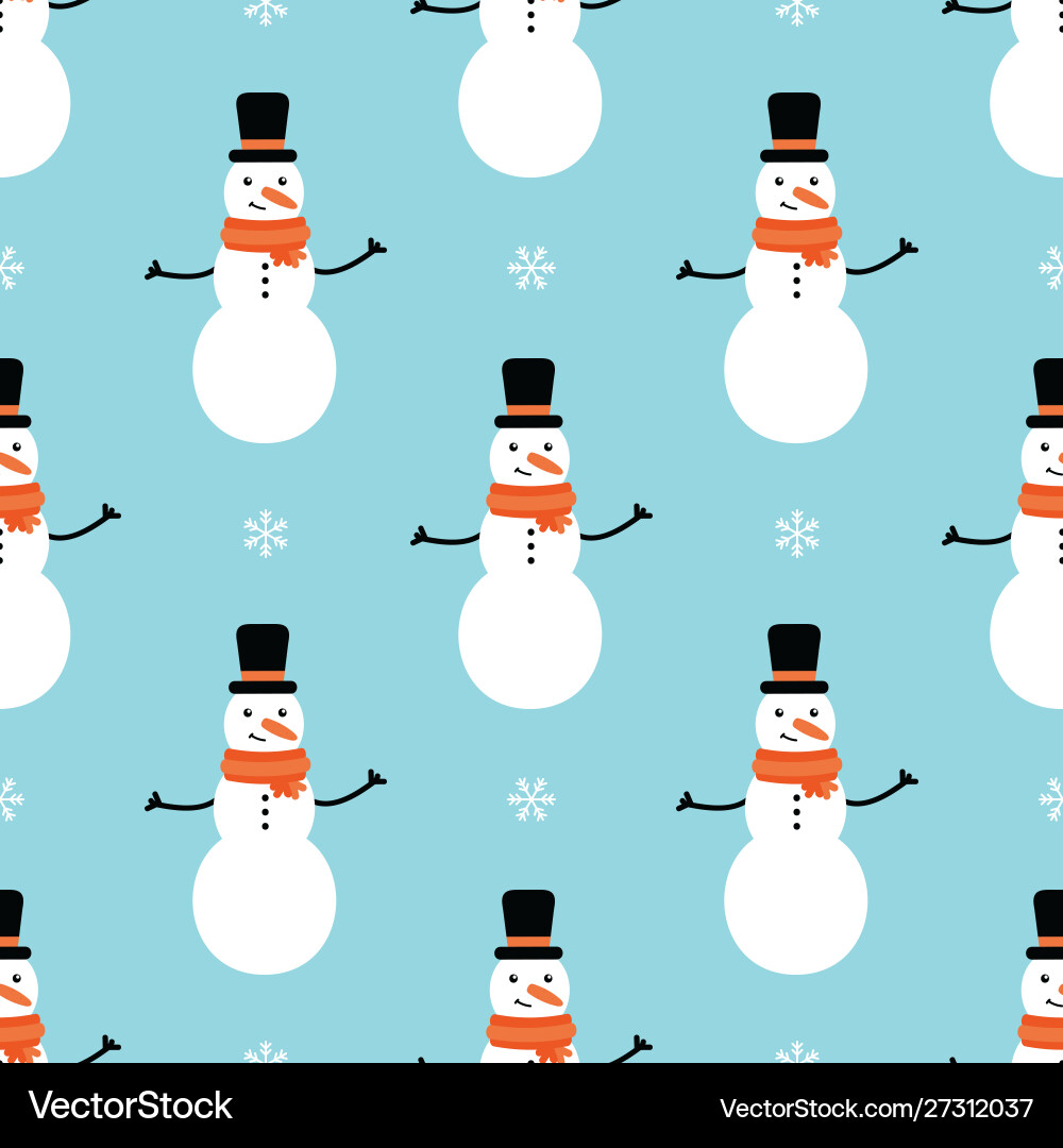 Seamless pattern with snowman and snowflakes Seamless pattern with snowman and snowflakes vector image