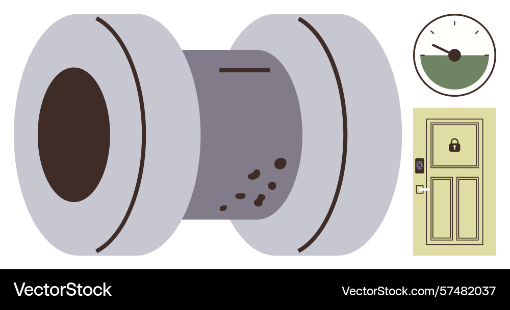 Secure vault concept with combination safe locked Secure vault concept with combination safe locked vector image
