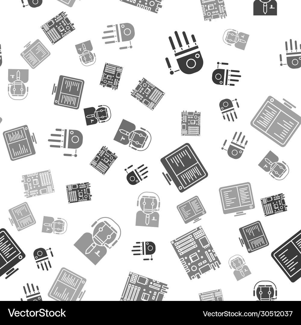 Set mechanical robot hand electronic computer Set mechanical robot hand electronic computer vector image