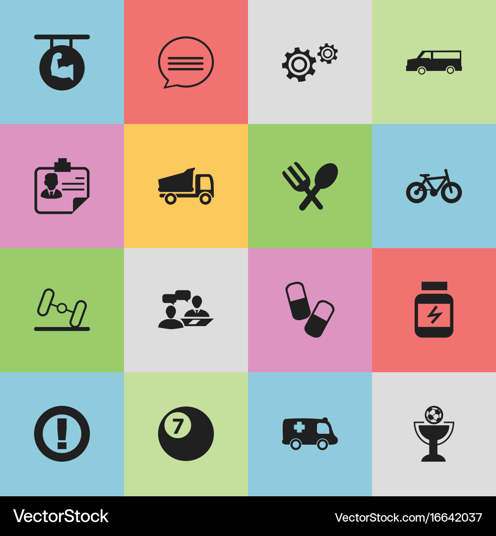 Set of 16 editable complex icons includes symbols vector image