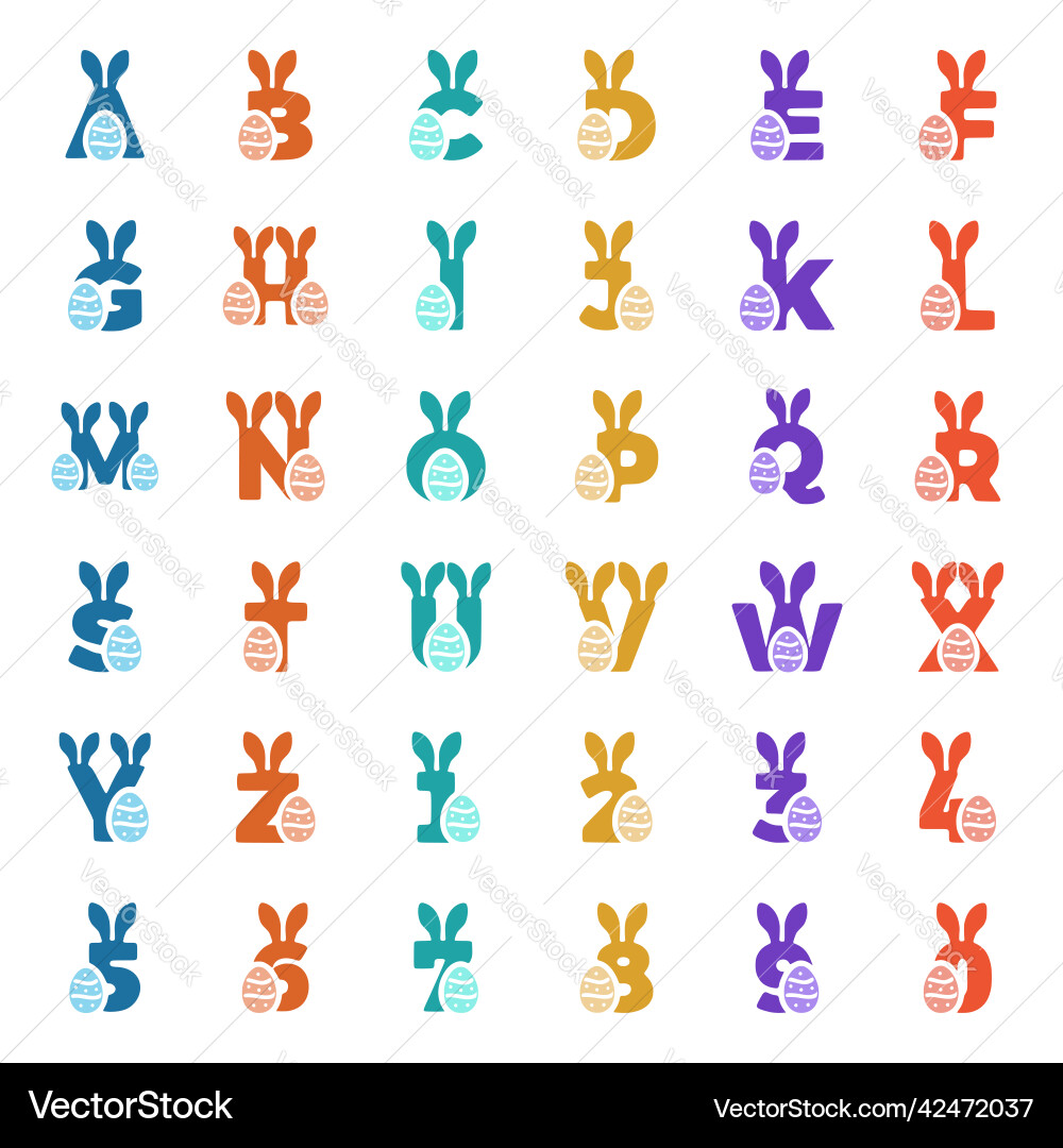 Set of funny character letters and numbers Set of funny character letters and numbers Vector Image