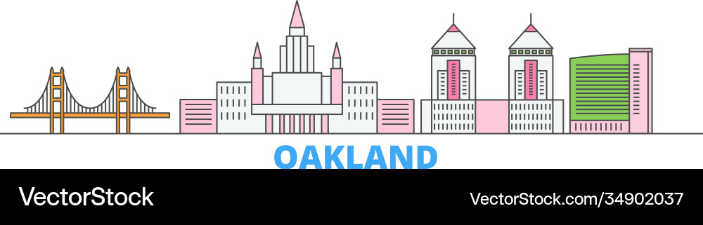 Vereinigte Staaten Oakland line cityscape flat Vereinigte Staaten Oakland line cityscape flat vektorbild