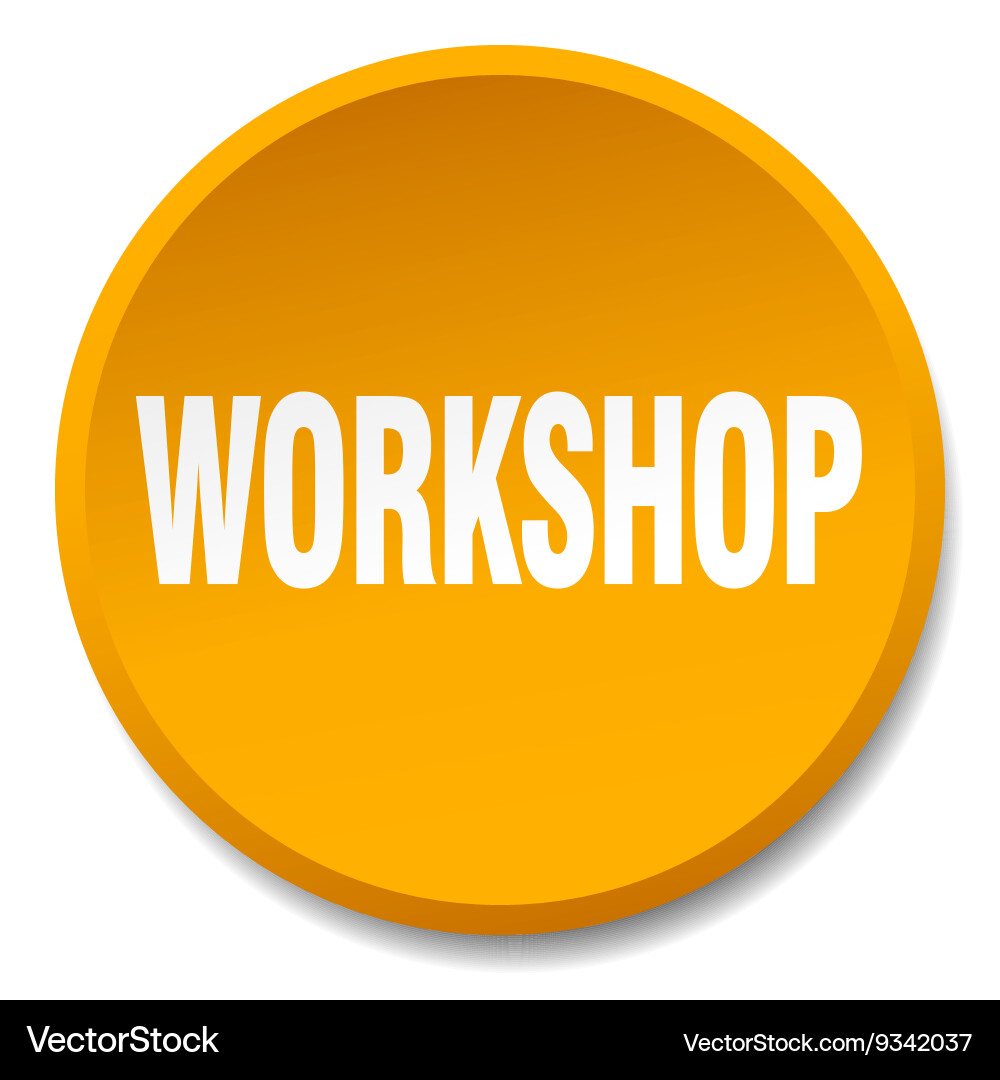 Workshop orange round flat isolated push button vector image